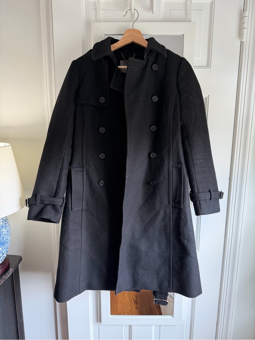 Jcrew Cashmere Wool Blend Black Double-Breasted Wool Coat